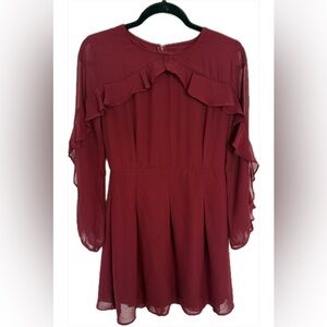 Peach Love CA Ruffled Long Sleeve Dress Red Size S